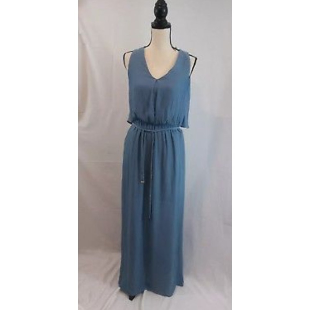 Zara Navy Silky Maxi Dress